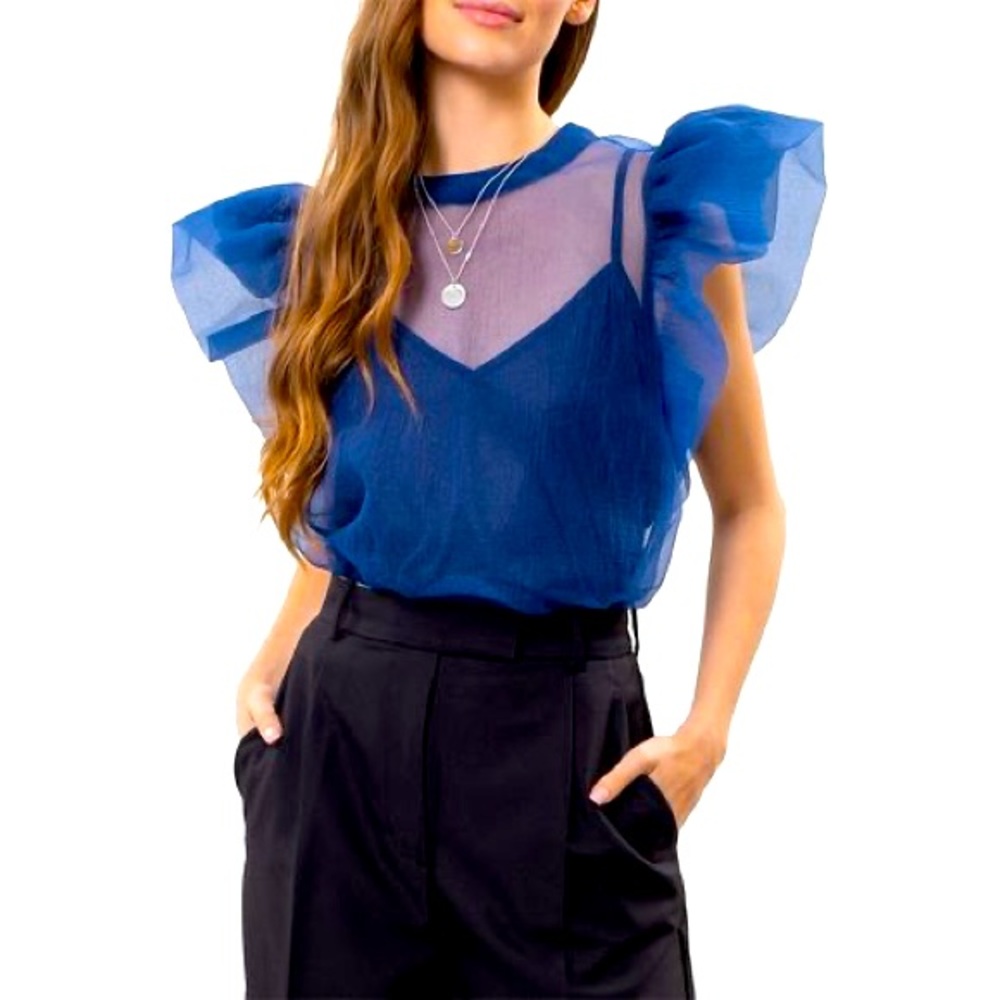 New with tags Blu Pepper see through Top in Dark Blue size S